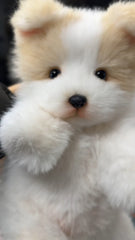 Handcrafted realistic yellow puppy plush