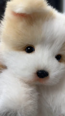 Handcrafted realistic yellow puppy plush