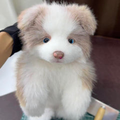 Handcrafted realistic Chocolate Border Collie puppy plush